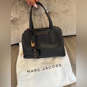 Marc Jacobs Black Pebbled Leather Satchel with Gold Hardware